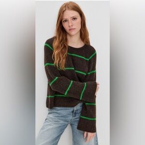 NWT American Vintage Vitow Sweater Striped Coffee Brown Green Clover